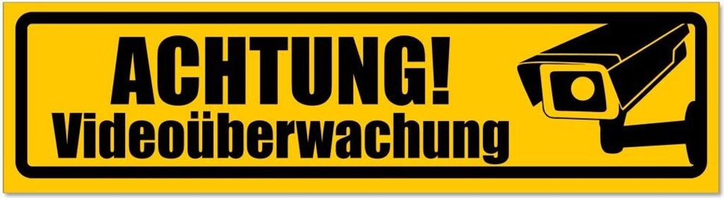 Kiwistar - Autoaufkleber - Gelb - Schwarz - 20 x 5,3 cm - Achtung Videoüberwachung invertiert - Hinweis Aufkleber Sticker für Auto, Kfz, Fahrrad,...
