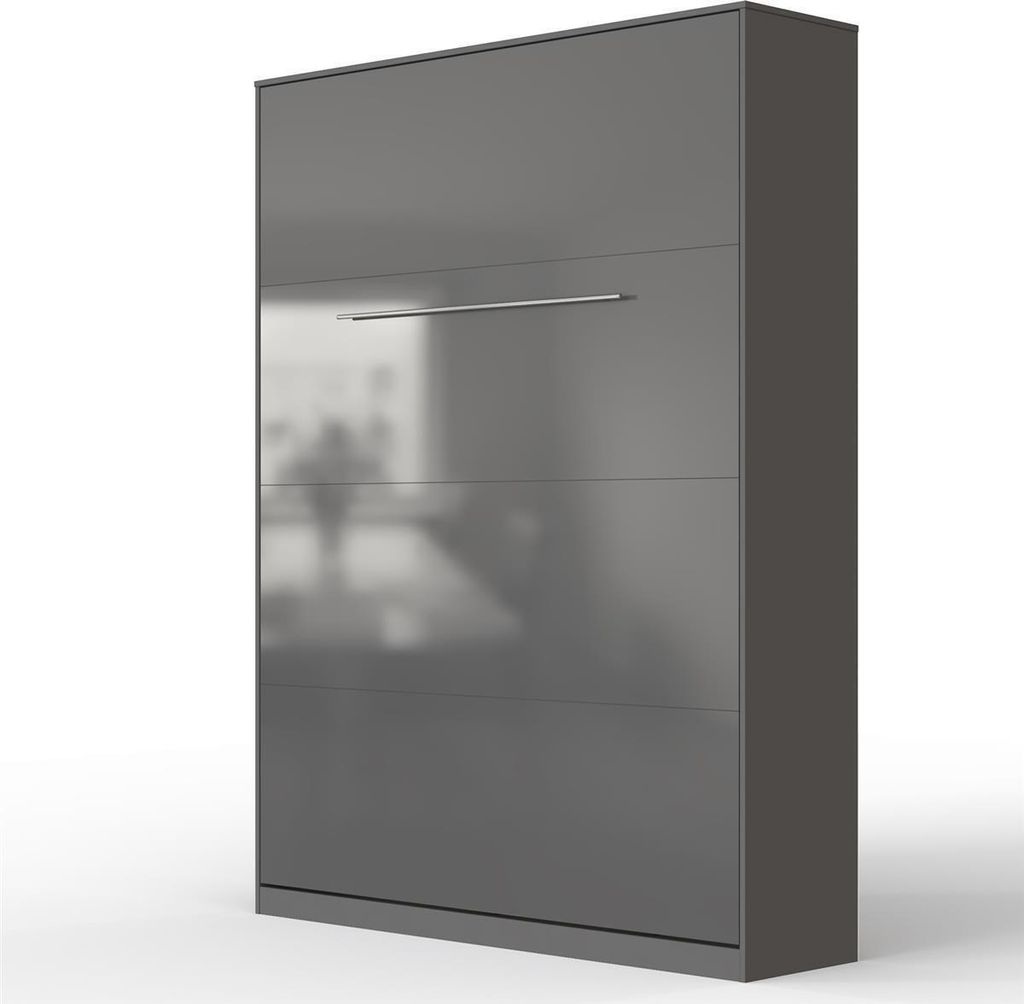 SMARTBett Schrankbett Standard Anthrazit/Anthrazit Hochglanzfront 140 Vertikal