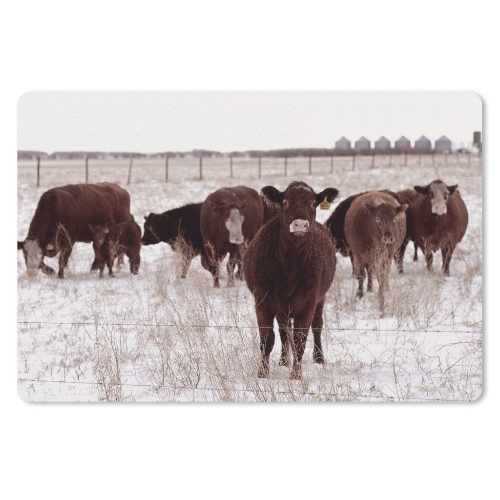 MuchoWow Mauspad Mousepad Kühe - Schnee - Winter 27x18 cm - Mousepads - Maus Mat - Pad - Mausunterlage - Büroartikel - Desk Matten