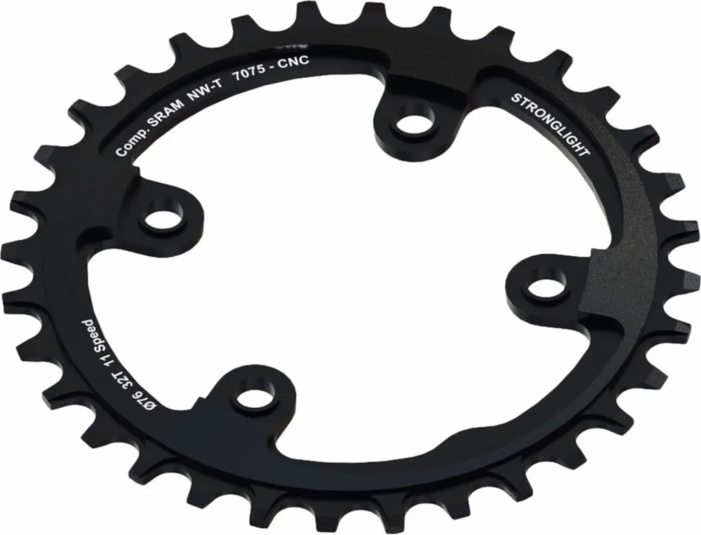 Plateau Stronglight 34Z 1x11 pour XX1 Sram 4-bras avec filetage Noir