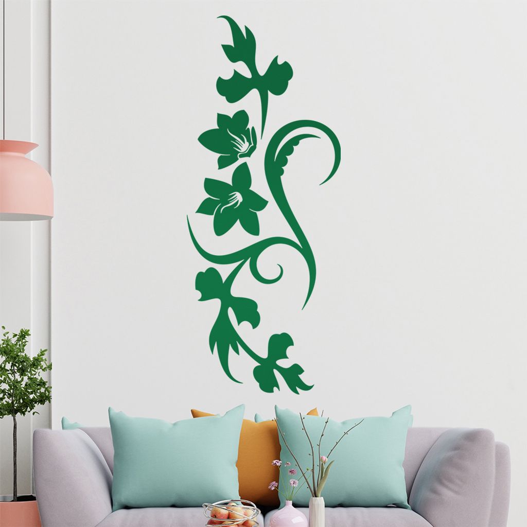 Blume - Linien Wandtattoo in 6 Größen - Wandaufkleber Wall Sticker - Dekoration, Küche, Wohnzimmer, Schlafzimmer, Badezimmer