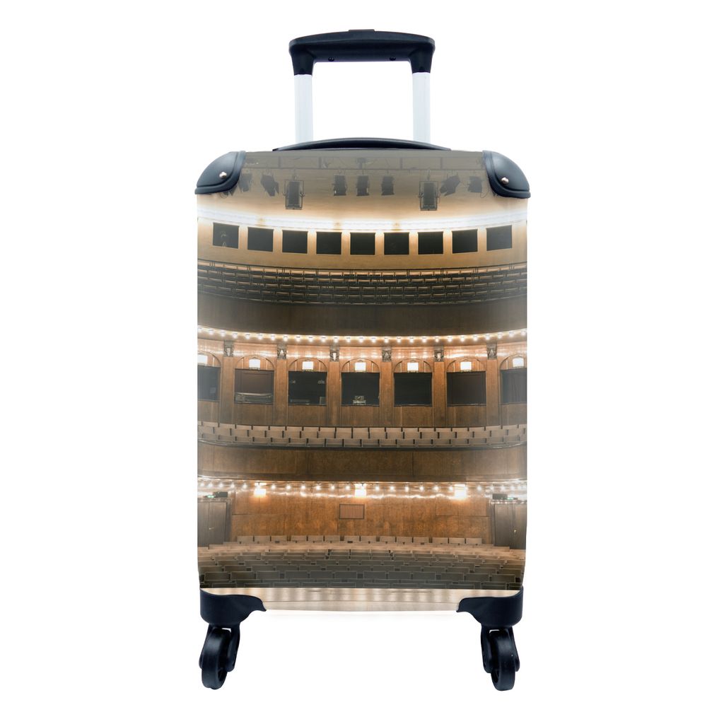 MuchoWow Koffer Handgepäck Trolley Rollkoffer Kleine Reisekoffer mit 4 Rollen - Leeres Theater im Art-déco-Stil - Cabin Size < 55x40x23 cm & 55...