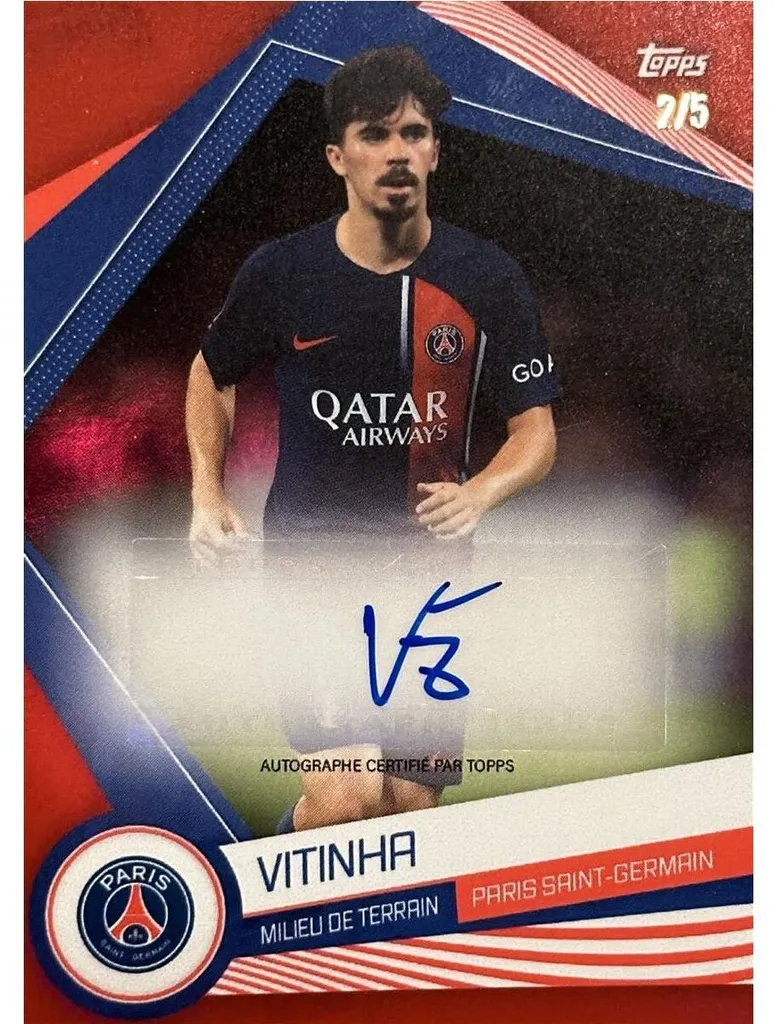 Carte dédicacée Vitinha 2/5 PSG 2023/24 - Édition Rare Collector Football