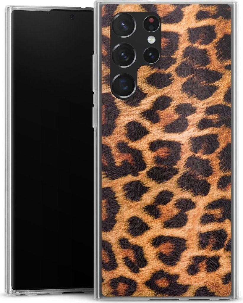 DeinDesign Handyhülle für Samsung Galaxy S22 Ultra Silikon Hülle Case Smartphone Schutzhülle Animalprint Fell Leopard