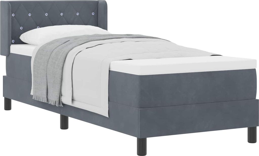 vidaXL Boxspringbett mit Kopfteil Dunkelgrau 200 x 80 cm Samt