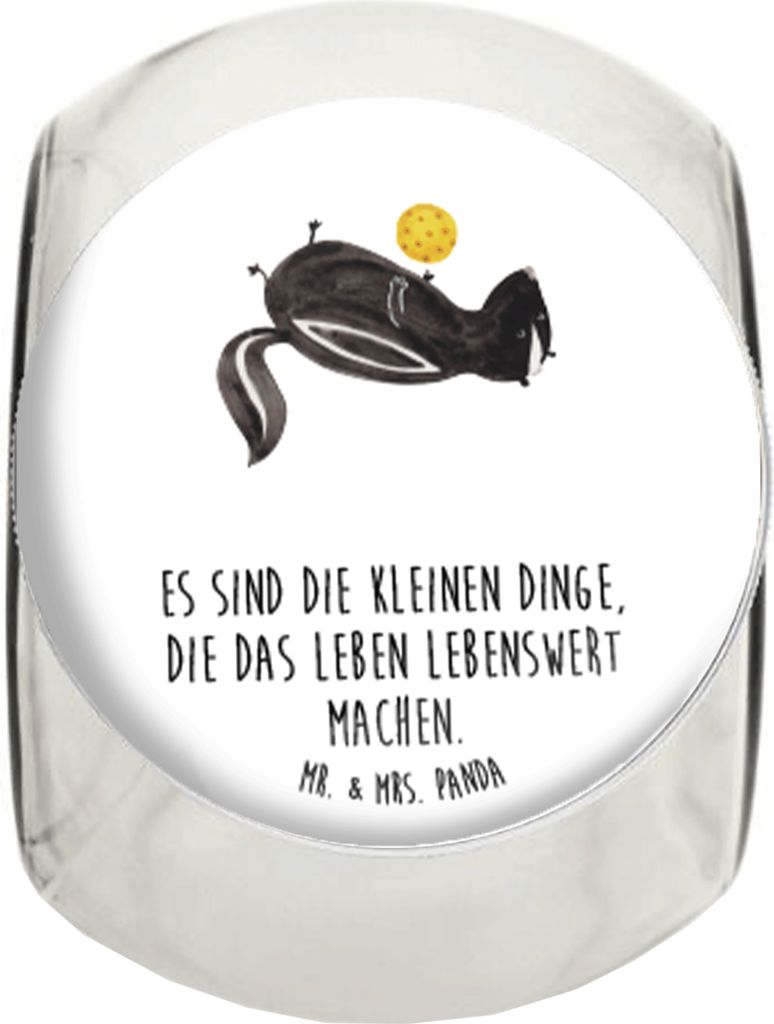 Mr. & Mrs. Panda Bonbonglas Stinktier Ball L 870ml - Weiß - Geschenk, Kaffeedose, Raubtier, Stinker, Teedose, Weisheit, Bonboniere, schraubglas, S...