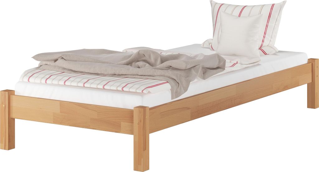 Einzelbett 100x220 Überlänge Futon Gästebett Buche Bettgestell Zubehör wählbar V-60.84-10-220ohne Zubehör