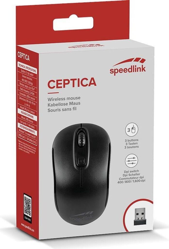 speedlink Ceptica Maus kabellos schwarz Obrázok produktu 7