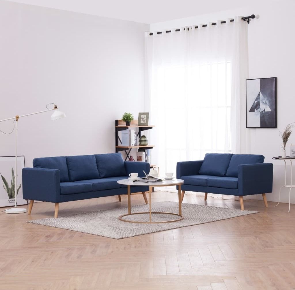 Maison Exclusive - 2-tlg. Sofagarnitur Stoff Blau