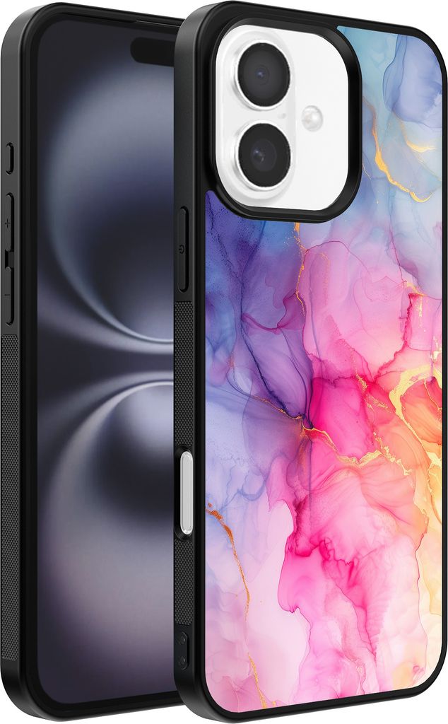 Smartphonica Telefon Fall geeignet für iPhone 16 mit Marmor-Druck - TPU zurück Abdeckung Fall Marmor-Design - Regenbogen