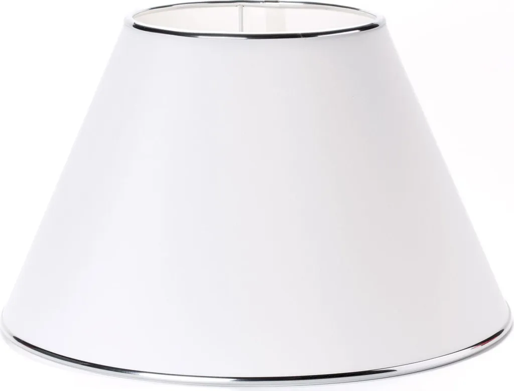 Abat-jour conique en tissu blanc et chrome Ø 35 cm pour lampadaire