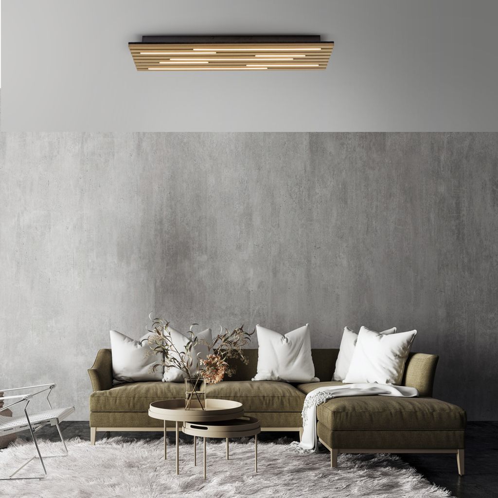 JUST LIGHT LED Deckenlampe AKUSTIK Akustikpanel mit Echtholzfurnier Eiche Wohnzimmer, Esszimmer, Flur, Küche, Büro, Schlafzimmer