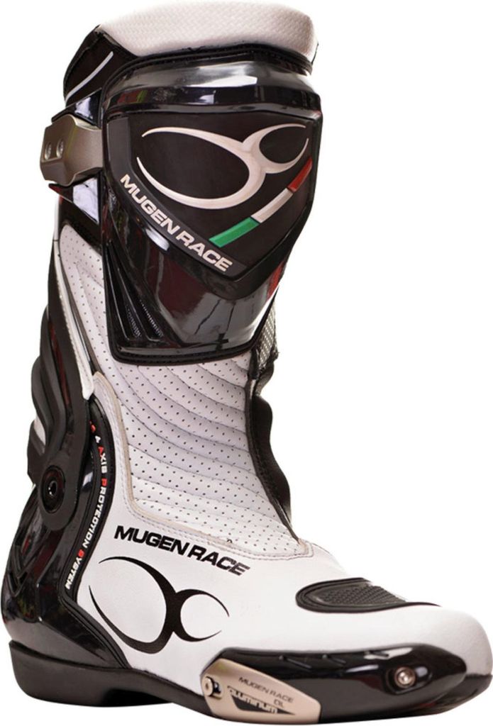 MUGENRACE Sphantom 3 perforierte Motorrad Stiefel, schwarz/weiß, 45