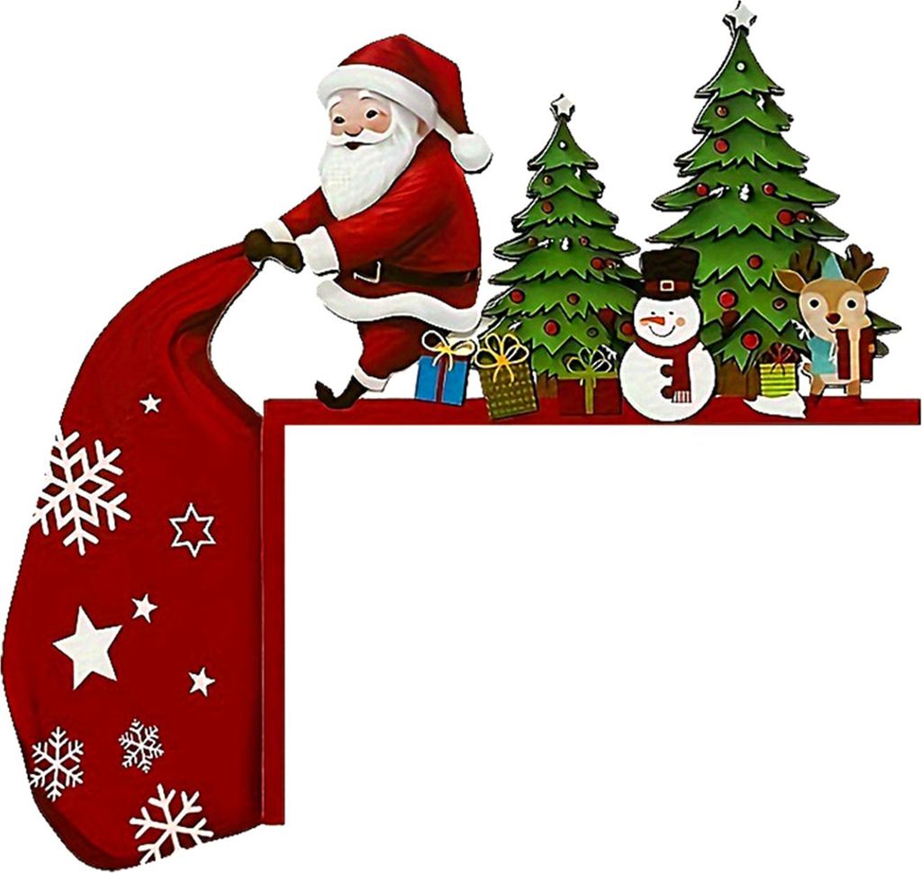Weihnachtlicher Türaufsatz aus Holz, niedlicher Weihnachtsmann, Türschild für die Ecke, für die Weihnachtsdekoration an Wand, Schrank oder Regal