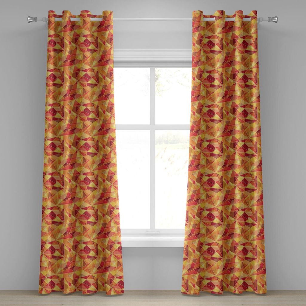 ABAKUHAUS Abstrakt Ösenvorhang, Mosaik-Muster mit Fractal-Dreieck-geometrischem Fragment-Digital-Druck, Dekorative 2-Panel-Fenstervorhänge, 280 c...