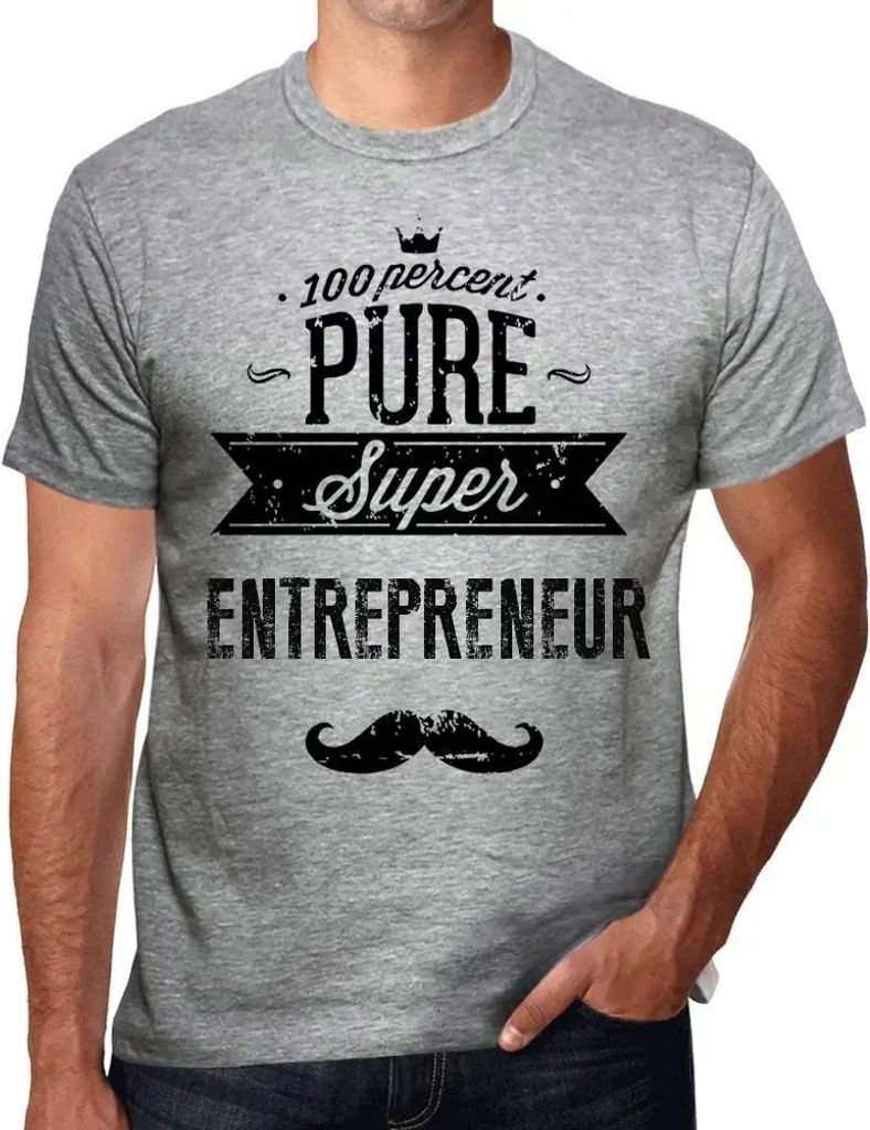 Herren Grafik T-Shirt 100% reiner Superunternehmer – 100% Pure Super Entrepreneur – Öko-Verantwortlich Vintage Jahrgang Kurzarm Lustige Druck