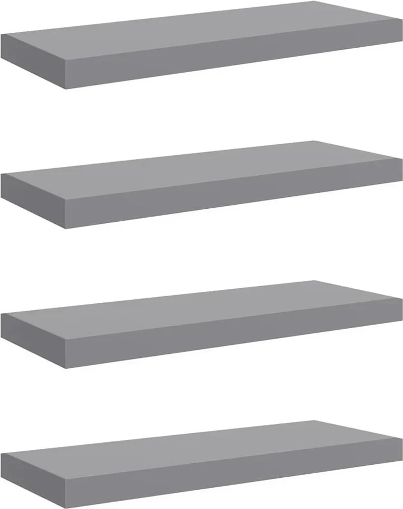 Mensole vidaXL Grigio 4 Pezzi | Scaffali Sospesi 60cm MDF Design
