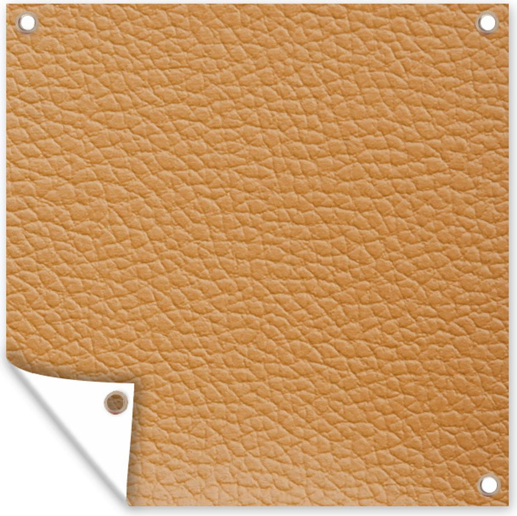 MuchoWow 100x100 cm Outdoor-Poster Gartendeko Sichtschutz Garten Poster für den Garten Leder - Strukturiert - Leder-Optik - Orange