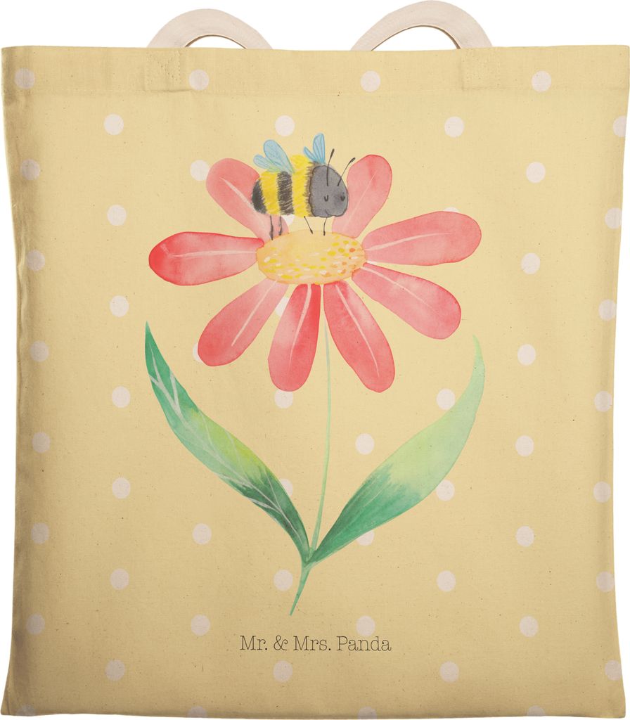 Mr. & Mrs. Panda shopping bag Hummel Blume - Gelb Pastell - Geschenk, Stoffbeutel, Tasche, Natur, Hummeln, Biene, Einkaufstasche, Wespe, Lustige Sp...