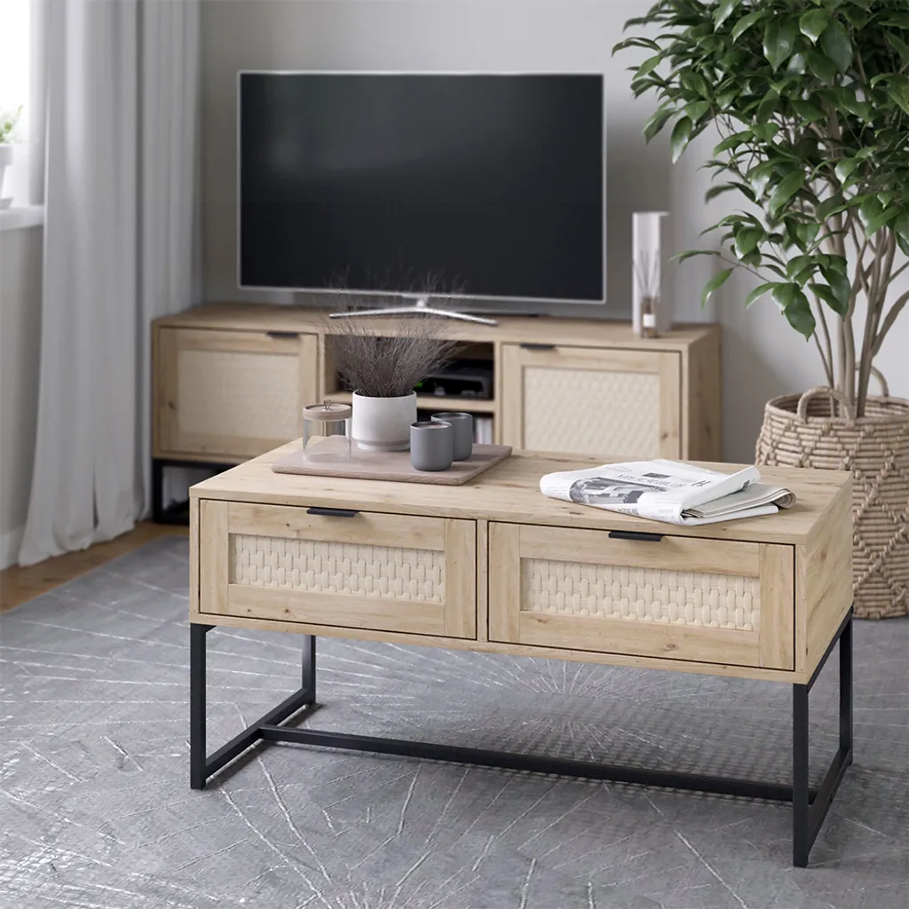Optimisation rangement : Commode 100x48 cm Vicco Natal Sonoma 2 tiroirs