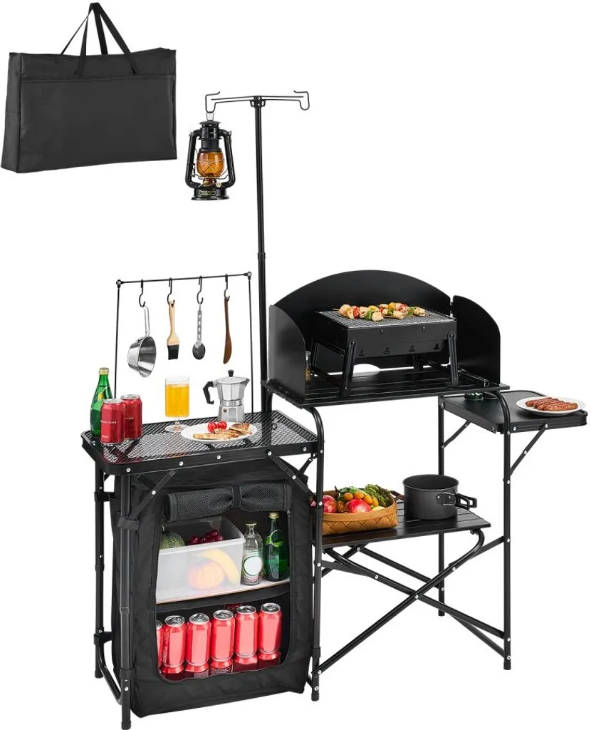 Meuble de cuisine de camping pliable pour extérieur avec sac de transport