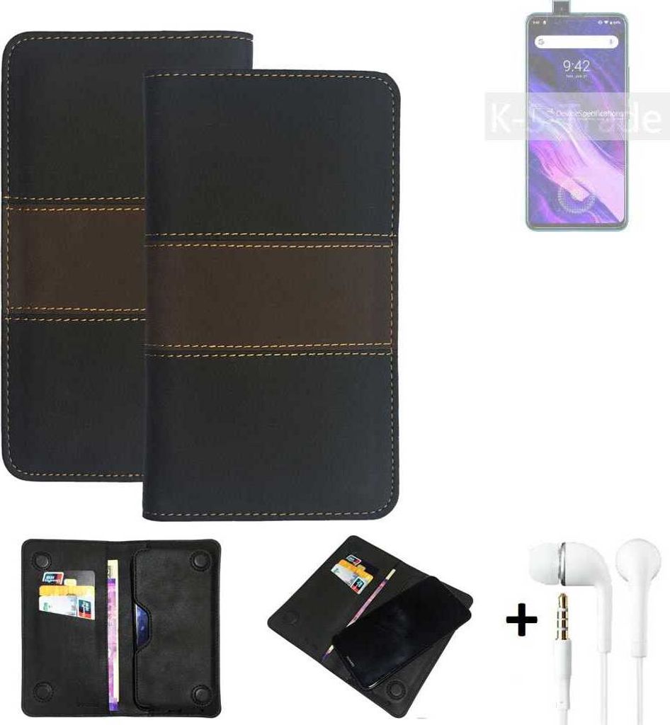 K-S-Trade Handyhülle + Kopfhörer kompatibel mit UMIDIGI S5 Pro Schutzhülle Walletcase Bookstyle Tasche Schutz Case Hülle Wallet Cover Kunstleder