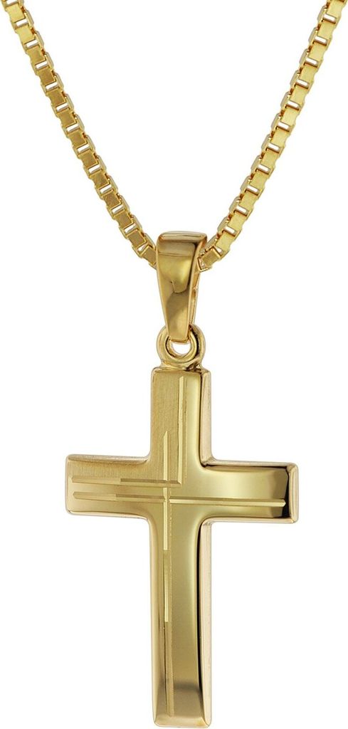 trendor 75125 Anhänger Kreuz 585 Gold (14 Karat) mit goldplattierter Kette 1