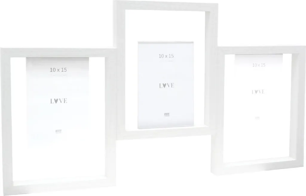 Cadre photo bois blanc 3 photos 10x15 cm Deknudt finition élégante