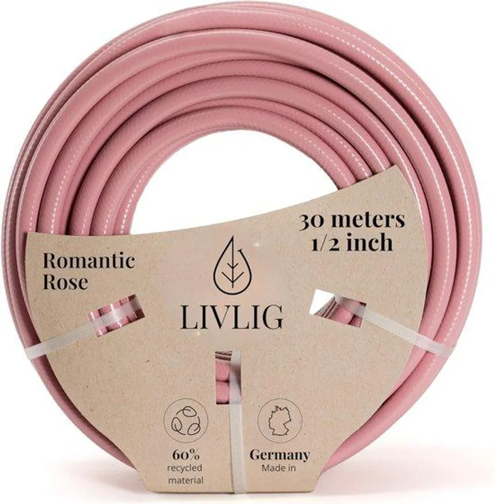 Tuyau d'arrosage 30m rose PVC recyclé : ultra flexible et anti-torsion