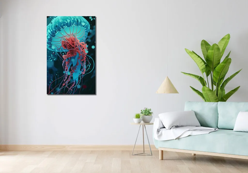 Tableau Méduse 60x100 cm Dansant avec les eaux - Déco Murale Marine
