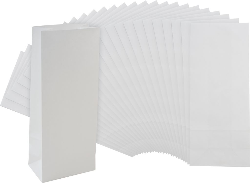 Rayher Papier Blockbodenbeutel 25 Stk 6x10x24 cm umweltfreundlich stabil praktisch Weiß