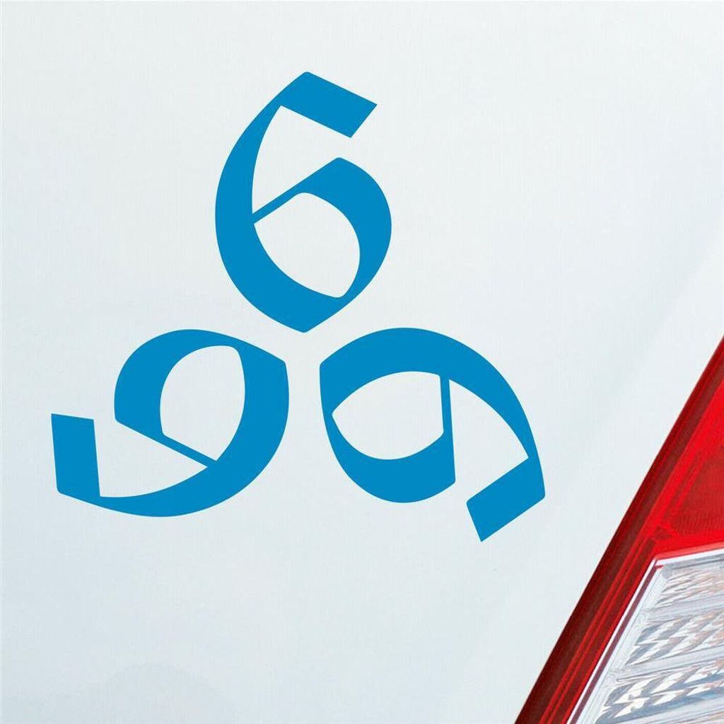 Auto Aufkleber 666 Teufel Satan Hölle Zeichen Horror Grusel 10x10 cm Hellblau Sticker Heckscheibenaufkleber