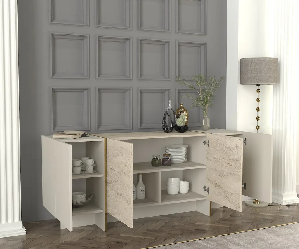 Console Veyron : Meuble Robuste Style Travertin sans les Contraintes - 4