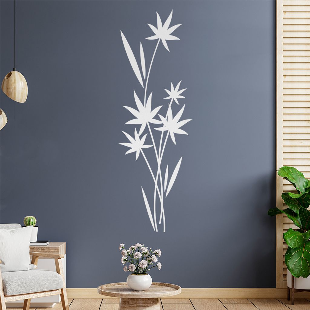 Schilf mit Schmetterling Wandtattoo in 6 Größen - Wandaufkleber Wall Sticker - Dekoration, Küche, Wohnzimmer, Schlafzimmer, Badezimmer