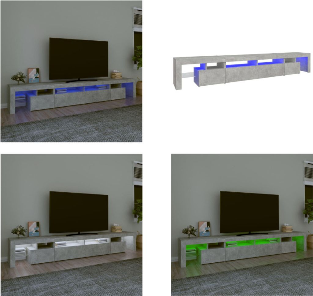 vidaXL TV Schrank mit LED Leuchten Betongrau 260x36,5x40 cm Produktbild 