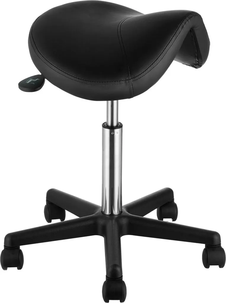 Tabouret selle à roulettes noir 180kg, siège ergonomique réglable S1