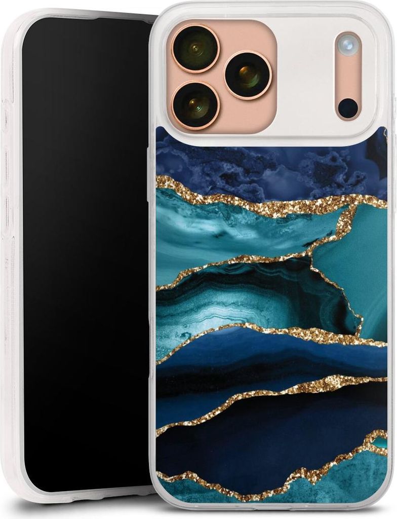 DeinDesign Slim Hülle für Apple iPhone 17 Pro Max Silikon Case Ultra Dünn Handyhülle Glitzer Look Marmor Trends