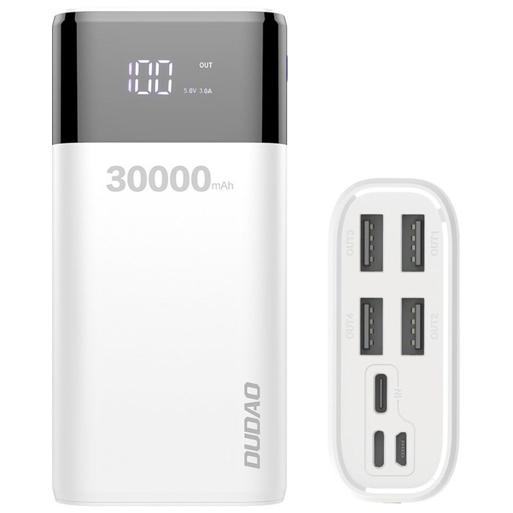 Dudao Powerbank 4x USB 30000mAh mit LCD 4A wei (K8Max wei) Produktbild 