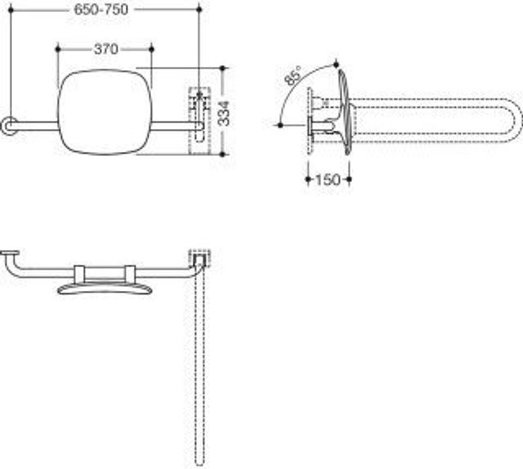 HEWI 801.51.9262L 33 Rückenstütze Fb 92, WA 150mm, links