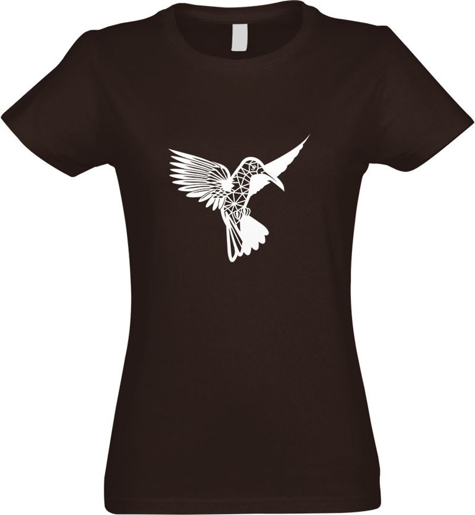 Kiwistar - T-Shirt tailliert - Damen - Chocolate - Polygon Kolibri Figur Tier Art - mit Motiv Bedruckt - Funshirt Design - Sport - Freizeit - Damen...