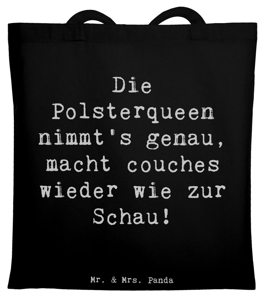 Mr. & Mrs. Panda Jutebeutel Spruch Polsterei Präzision - Schwarz - Geschenk, Geschenke für Berufstätige, Couch, Tragetasche, Berufsprodukte, tex...