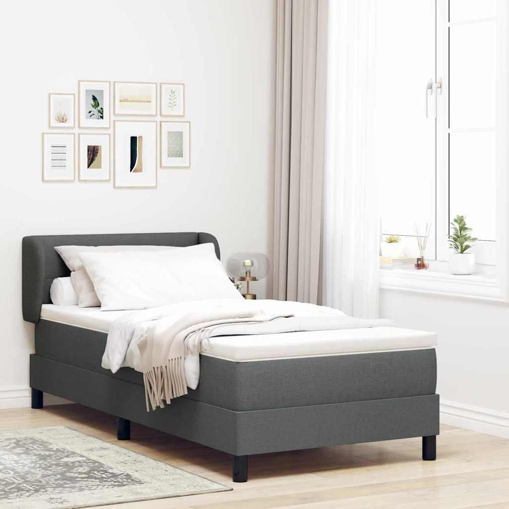 Möbel Boxspringbett mit Matratze Dunkelgrau 100 x 200 cm Stoff - Klassische Betten 3340011
