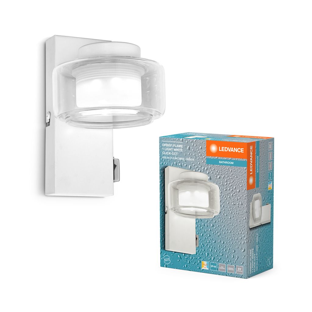 Ledvance LED Spiegelleuchte Wandlampe Orbis Flame weiß IP44 Produktbild 