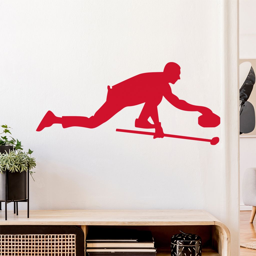 Curling Spieler Curlingspieler Wandtattoo Wandaufkleber Wall Sticker - Dekoration, Küche, Wohnzimmer, Schlafzimmer, Badezimmer