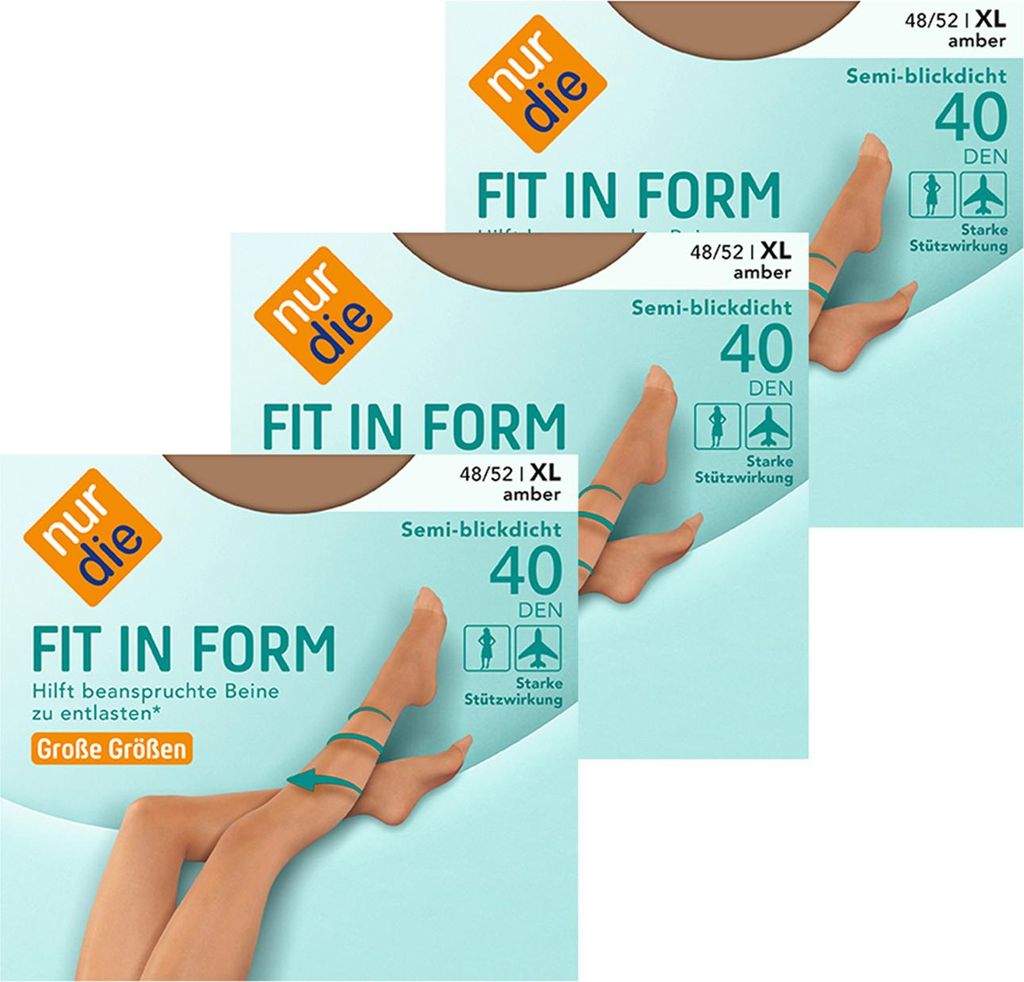 NUR DIE 3-Pack Feinstrumpfhose Fit in Form Große Größen 40 Produktbild 
