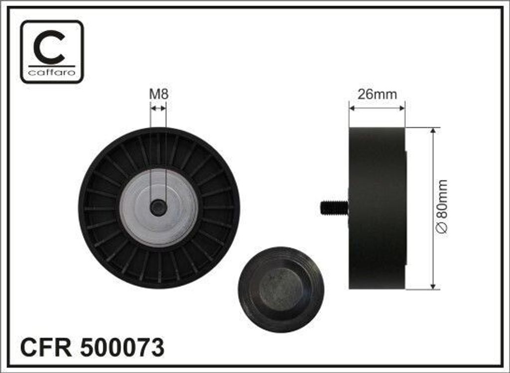 CAFFARO 500073 Spannrolle Keilrippenriemen 80mm passend für PEUGEOT BOXER Kasten (230L) BOXER Bus (230P) BOXER Pritsche/Fahrgestell (ZCT) für CIT...
