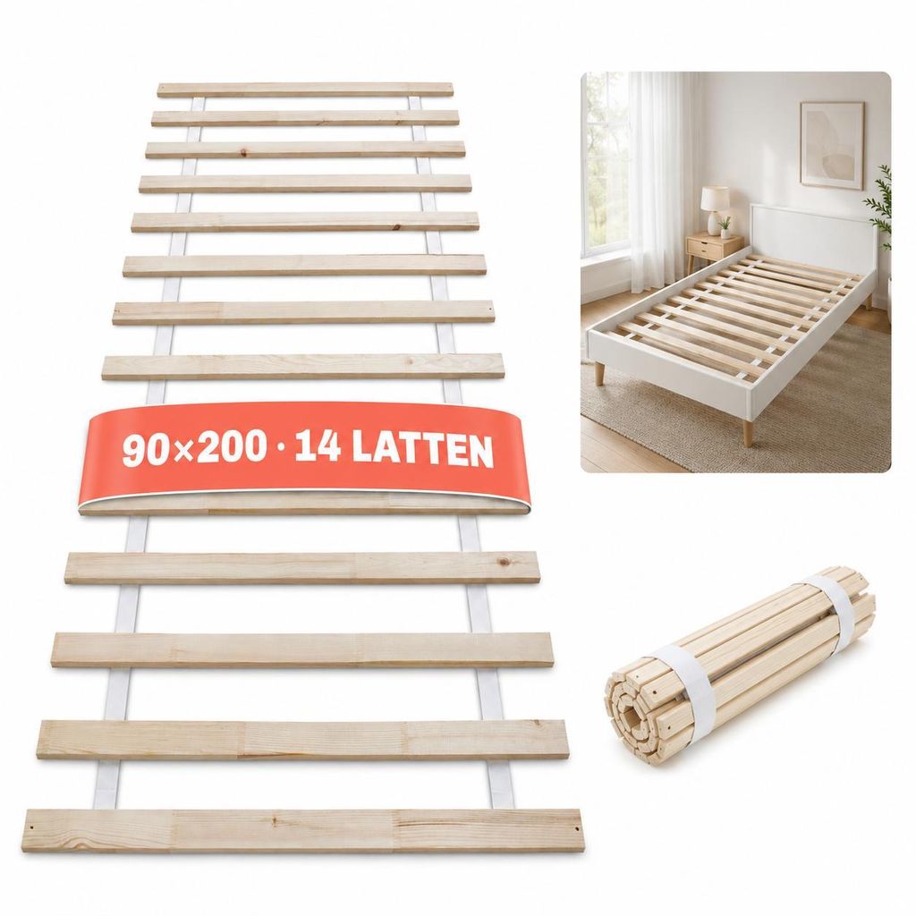 WOLKENLAND Lattenrost 90 x 200 cm | 14 Latten | Massivholz Produktbild 