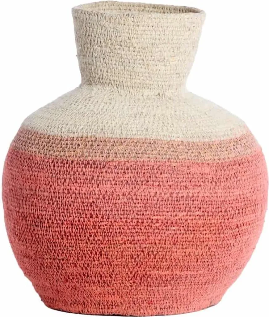 Corbeille en fibres naturelles rose et beige BISIRA Light Living