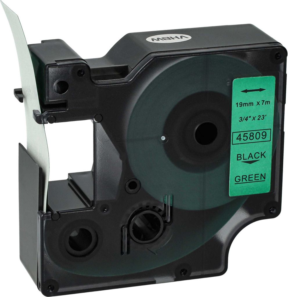 vhbw Schriftband-Kassette kompatibel mit Dymo LabelPoint 300, 350 Etiketten-Drucker 7m x 19mm Schwarz auf Grün