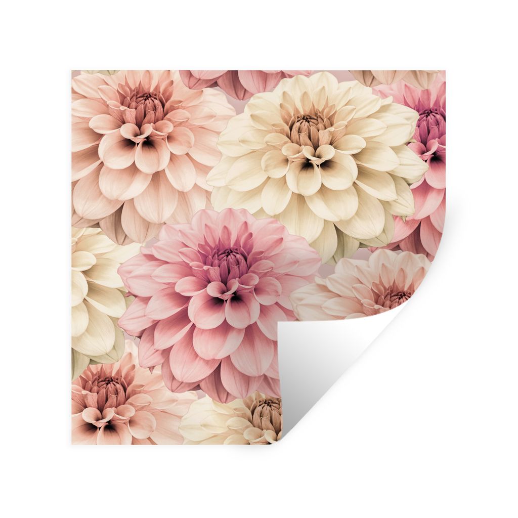 MuchoWow Wandtattoo Wandsticker Wandaufkleber Blumen - Rosa - Weiß - Natur 80x80 cm Selbstklebend und Repositionierbar - Wierderverwendbar - Sel...